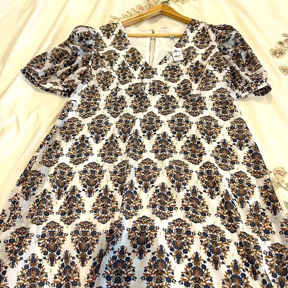 Express metallic puff sleeve dress, Size:XL